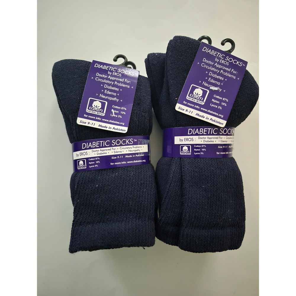 Diabetic Socks Men Circulation Neuropathy Doctor Approved 6 Pairs Navy Blue 9-11